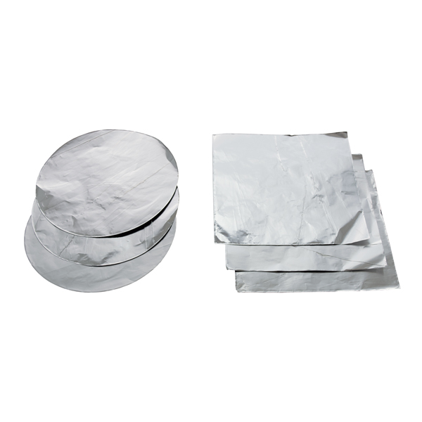 Aluminium foil sheets and rolls for chemical laboratory use or packaging.