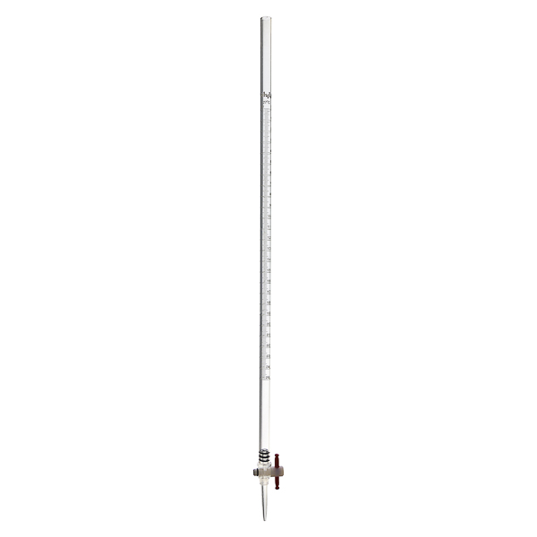 High precision laboratory burette for chemical titrations and experiments.