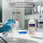 Laboratoriumtoepassing van DutchChems 70% alcohol 1 liter fles.
