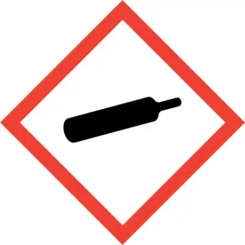 GHS04 pictogram gas onder druk, zwart gascilinder symbool in rood-wit ruit
