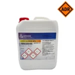 Witte 5-liter jerrycan van DutchChems, waarin IJzerchloride 40% (FeCl₃) zit.