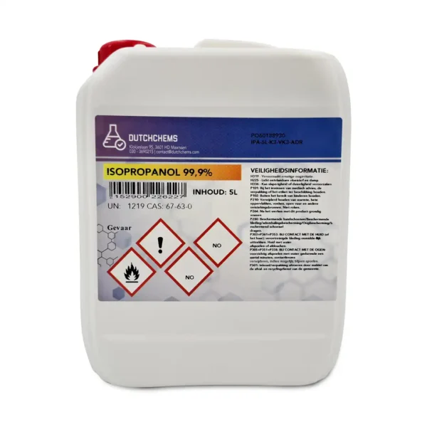 Witte 5-liter jerrycan Isopropanol 99,9% van DutchChems