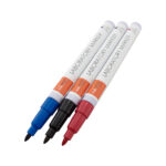 Blue, black, and red laboratory markers for writing and labelling; ideal for professional lab use.
