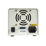 Portable electronic device with cooling vents, VGA port, power switch, and AC power input.
