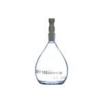 100ml glass laboratory flask with white stopper for chemical experiments and analysis.
