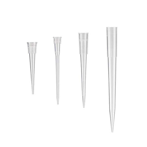 Precision laboratory micro-pipette tips for chemical and biological research.
