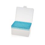 Clean plastic laboratory storage box with blue sample wells for chemical and biological testing.