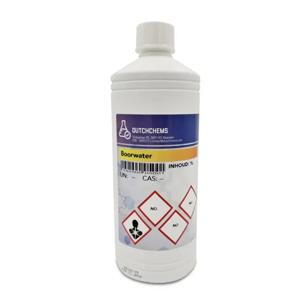 Een witte fles Boorwater van DutchChems