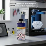 D-Limonene 500 ml blik op werkbank naast 3D-printer in werkplaats