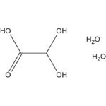 Molecuulstructuur van oxaalzuur dihydraat, met twee watermoleculen gebonden aan oxaalzuur.