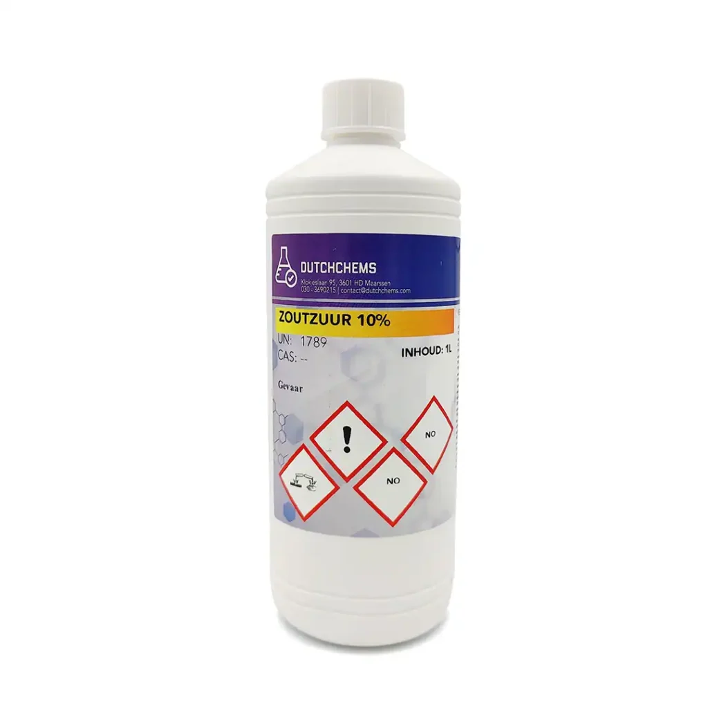 Zoutzuur 10% oplossing in fles met kindveilige sluiting