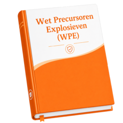 Illustratief oranje boek met de titel Wet Precursoren Explosieven (WPE).